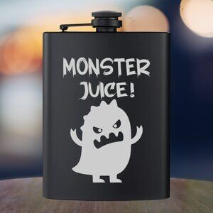 Personalized Monster Juice Humor Black Flask